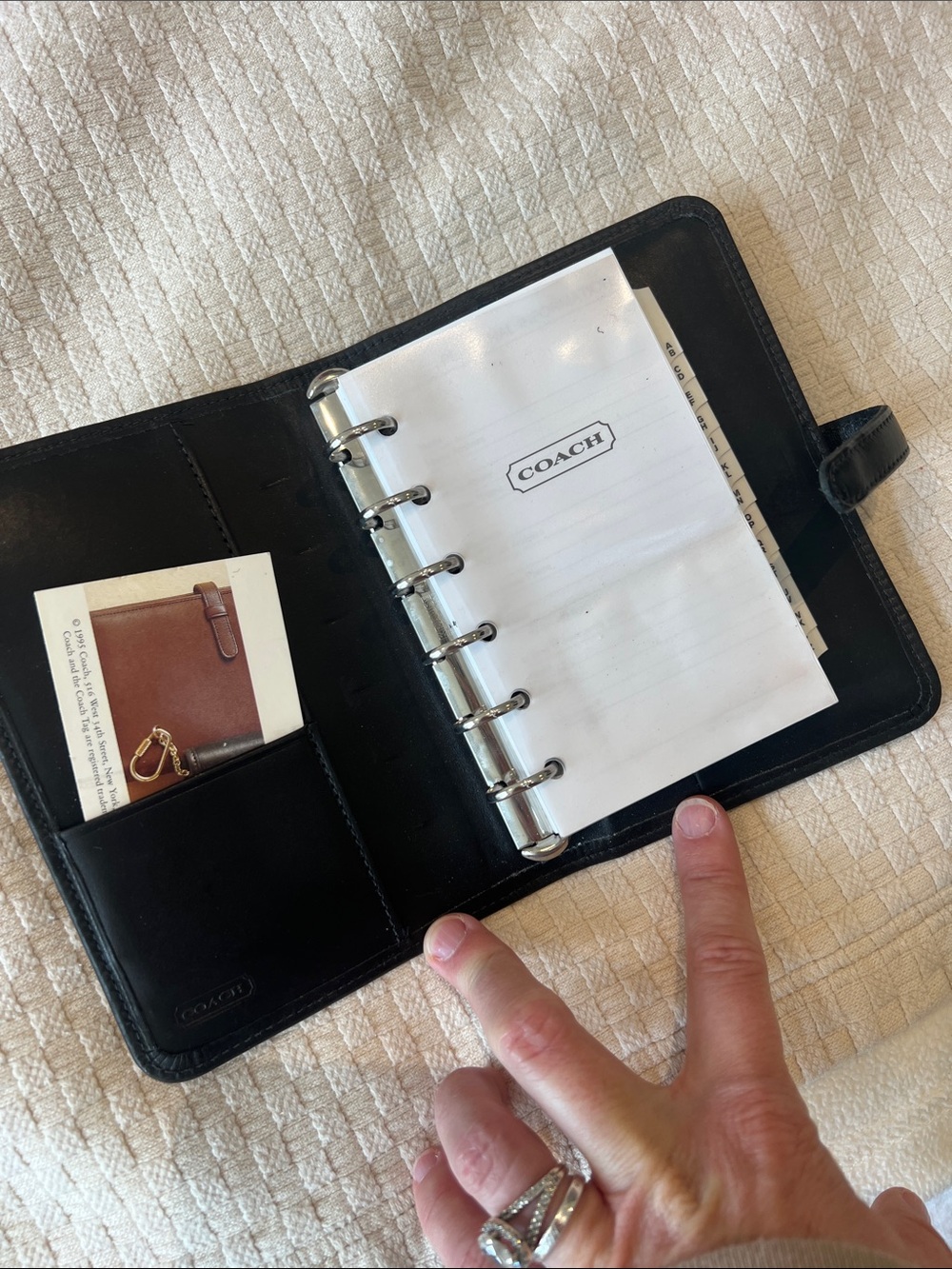 Coach Black Leather Ring Planner Organizer